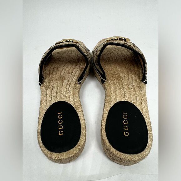 AUTHENTIC GUCCI GG MATELASSE CANVAS ESPADRILLE SANDAL size 34.5 US 4.5 - Picture 14 of 14